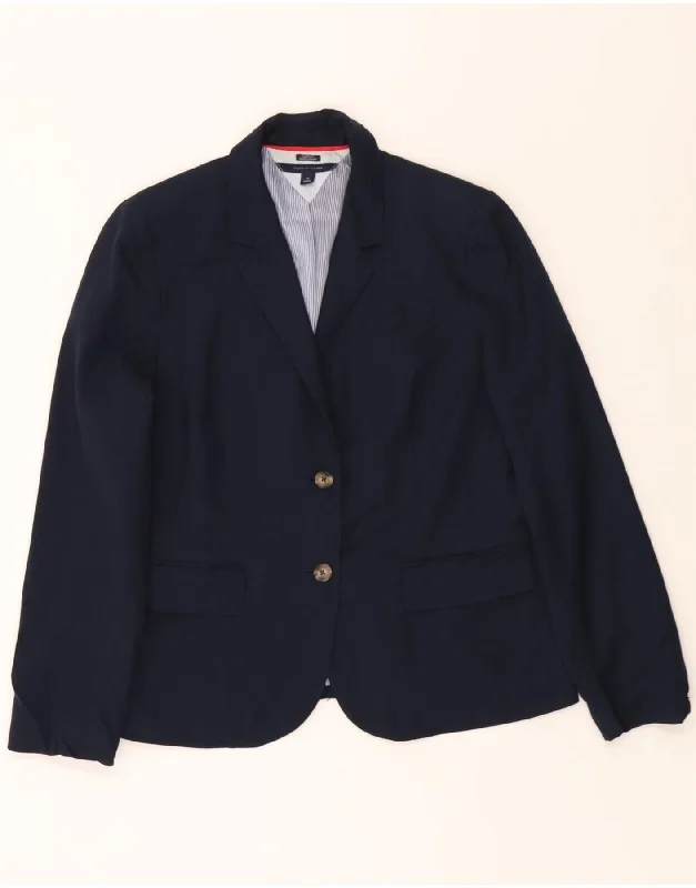 Casual Fashion for Women TOMMY HILFIGER Womens 2 Button Blazer Jacket US 14 XL Navy Blue Polyester