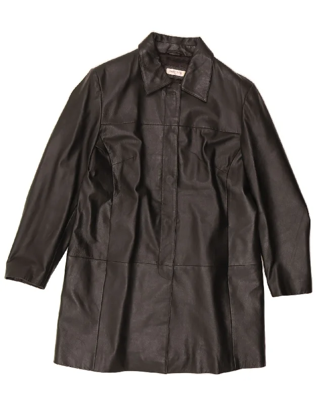 Women's Clothing For Outdoor Events VINTAGE Womens Leather Coat UK 18 XL  Black Leather