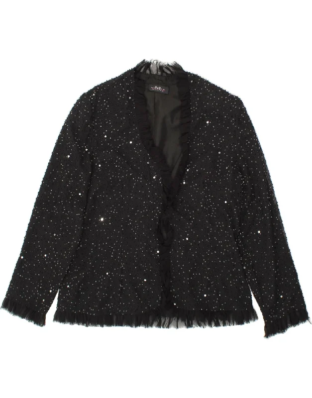 Women's Everyday Apparel MUREK Womens Blazer Jacket UK 14 Medium Black Flecked Silk