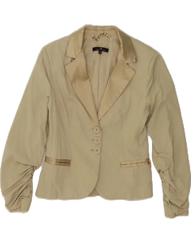 Women's Romantic Outfit DC Womens 3 Button Blazer Jacket IT 44 Medium Beige Polyamide Women's Romantic Outfit DC Womens 3 Button Blazer Jacket IT 44 Medium Beige Polyamide