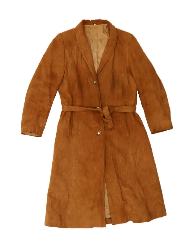 Women's Clothing For Work VINTAGE Womens Suede Overcoat IT 42 Medium Brown