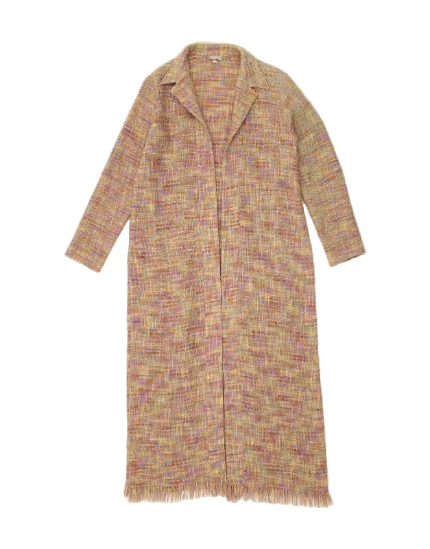 Luxury Fashion MICHEL AMBERS Womens Open Overcoat UK 16 Large Multicoloured Wool