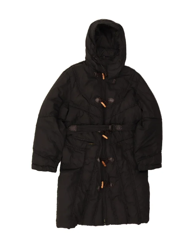 Women Clothing VINTAGE Womens Hooded Padded Coat UK 16 Large Black Polyester