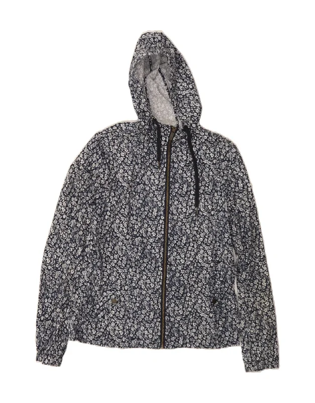 Women's Clothing For Outdoor Activities FAT FACE Womens Hooded Rain Jacket UK 10 Small Navy Blue Floral Cotton