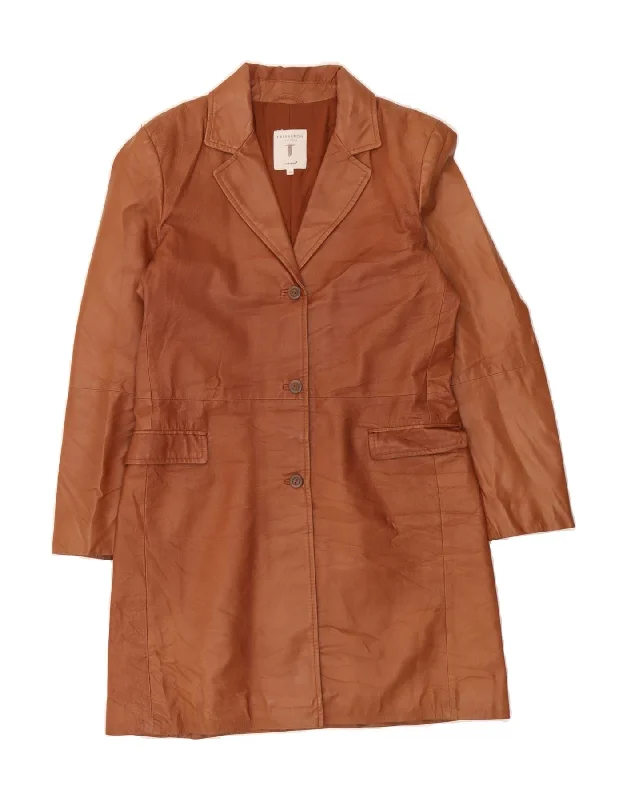 Sale On Clothing CONBIPEL Womens Leather Coat IT 46 Large Brown Leather