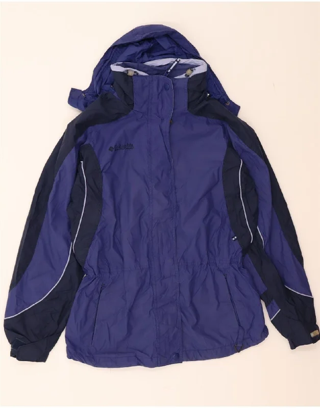 Edgy Fashion COLUMBIA Womens Hooded Windbreaker Jacket UK 14 Medium Blue Colourblock