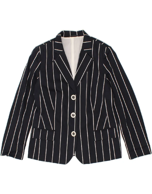 Classic Women's Clothing Styles KIRSTEN Womens 3 Button Blazer Jacket UK 18 XL Navy Blue Striped Cotton Classic Women's Clothing Styles KIRSTEN Womens 3 Button Blazer Jacket UK 18 XL Navy Blue Striped Cotton