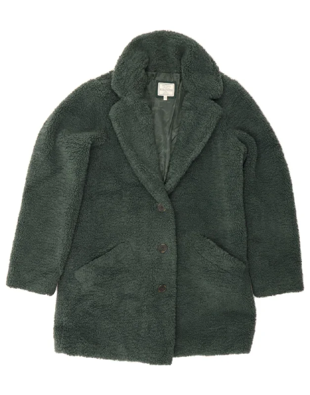 Exclusive Women's Fashion Collection FAT FACE Womens Fleece Overcoat UK 12 Medium Green Polyester
