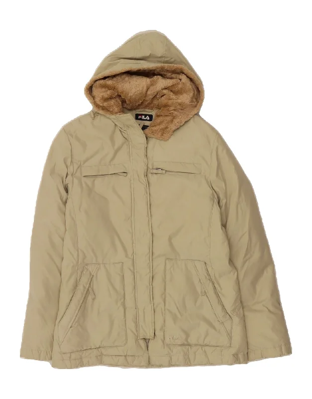 Women's Night-Out Outfit FILA Womens Hooded Utility Jacket UK 12 Medium Beige