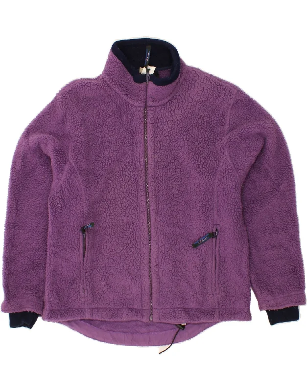 Holiday Gift Guide Sale L.L.BEAN Womens Fleece Jacket UK 16 Large Purple Polyester