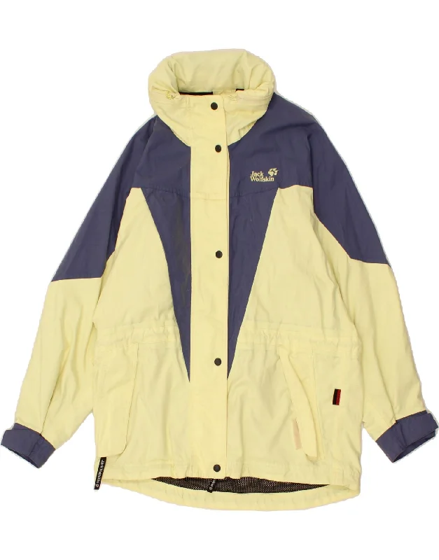 Relaxed Fashion JACK WOLFSKIN Womens Windbreaker Jacket UK 6 XS Yellow Colourblock