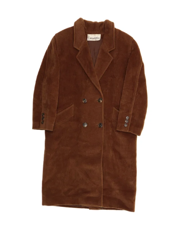 Trendy Women's Outfits for Casual Wear VINTAGE Womens Double Breasted Coat IT 44 Medium Brown Wool