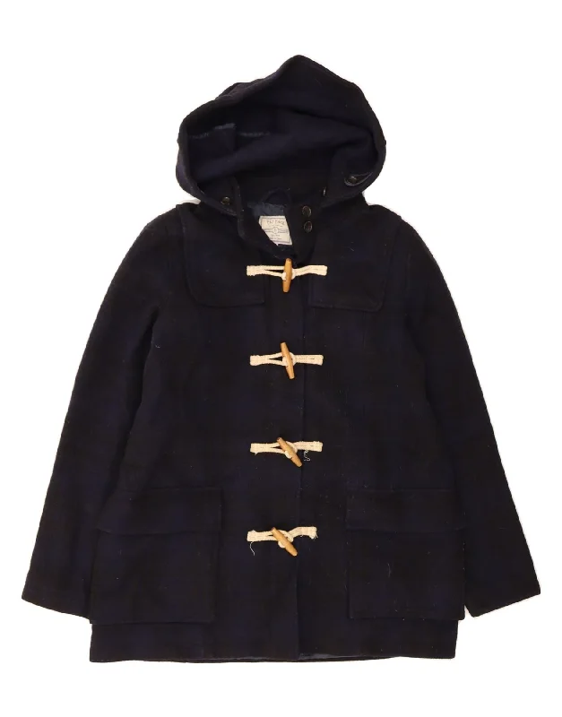 Comfortable Loungewear for Women FAT FACE Womens Hooded Duffle Coat UK 12  Medium Navy Blue Check Wool