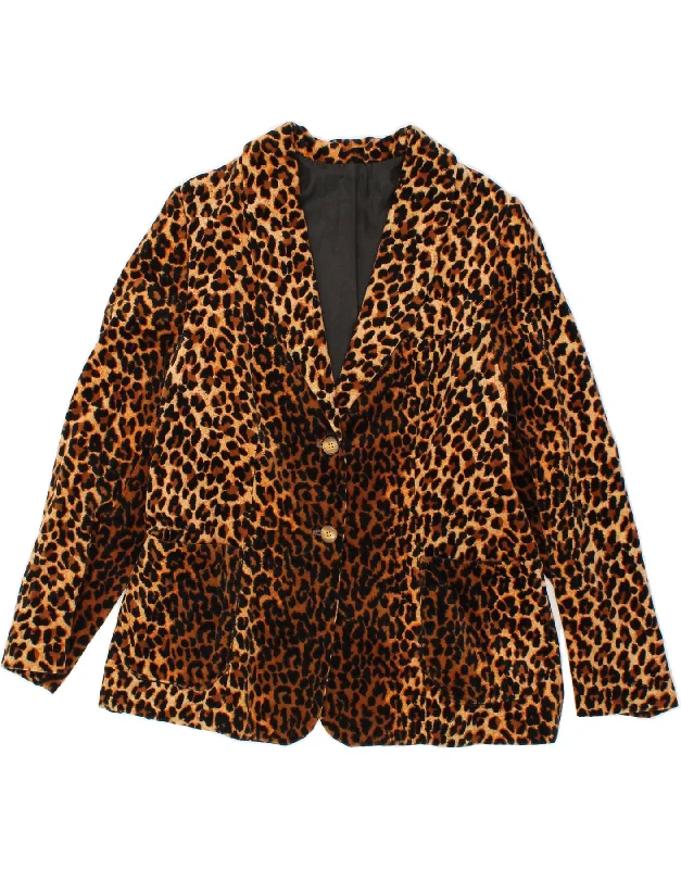 Women's Outfit For The Office VINTAGE Womens 2 Button Blazer Jacket UK 14 Medium Brown Animal Print Women's Outfit For The Office VINTAGE Womens 2 Button Blazer Jacket UK 14 Medium Brown Animal Print