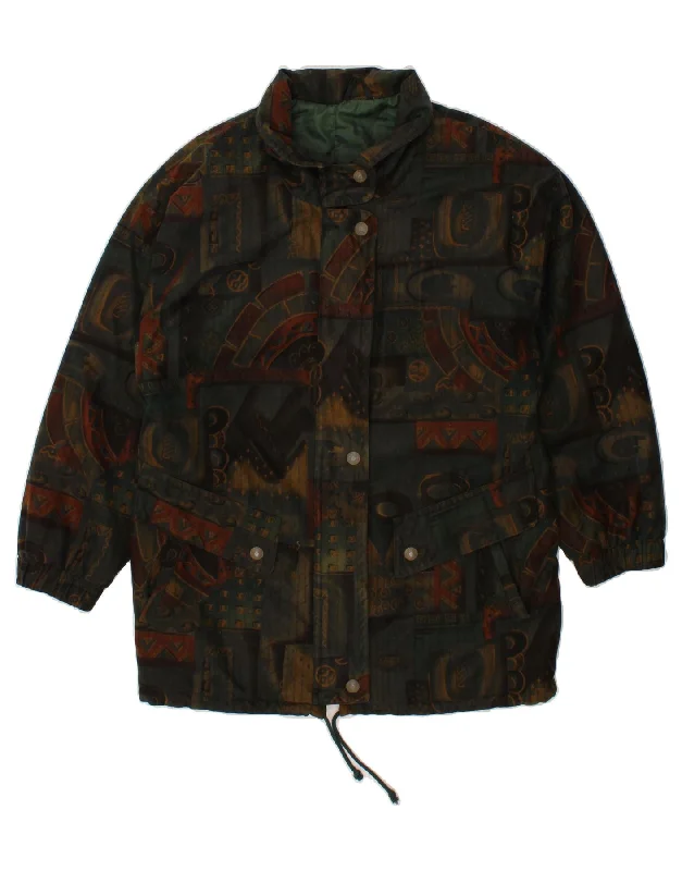 Preppy Style VINTAGE Womens Abstract Pattern Windbreaker Jacket UK 20 2XL Multicoloured Preppy Style VINTAGE Womens Abstract Pattern Windbreaker Jacket UK 20 2XL Multicoloured