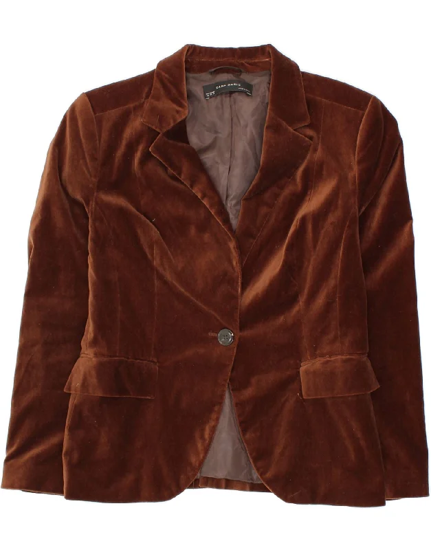 Clothing Woman ZARA Womens 1 Button Blazer Jacket UK 18 XL Brown