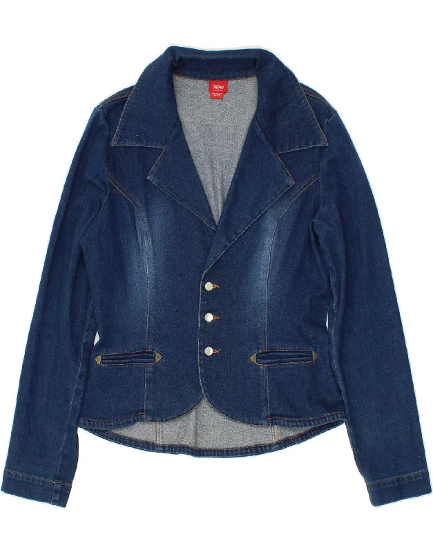 Women's Sporty Chic Clothes MOSSIMO Womens 3 Button Denim Blazer Jacket UK 18 XL Navy Blue Cotton