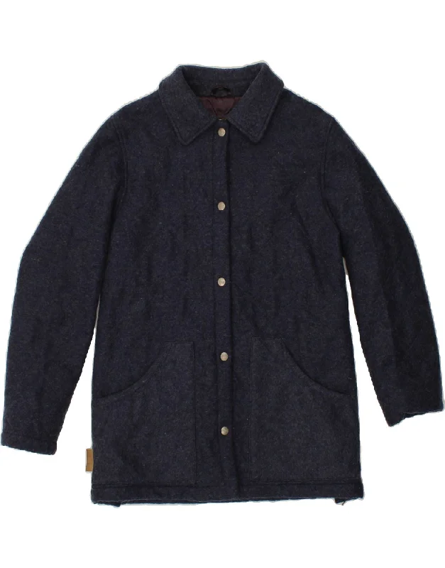 Effortless Chic for Women HUSKY Womens Overcoat UK 12 Medium Navy Blue Wool
