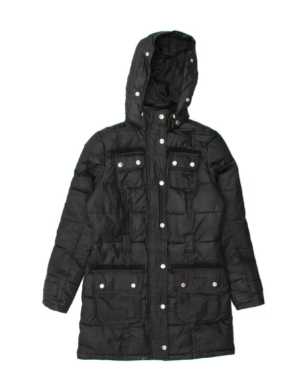 Women's Holiday Clothes BARBOUR Womens Hooded Padded Coat UK 8 Small  Black