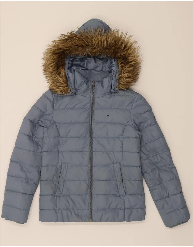 Casual Fashion for Women TOMMY HILFIGER Womens Hooded Padded Jacket UK 10 Small Blue Casual Fashion for Women TOMMY HILFIGER Womens Hooded Padded Jacket UK 10 Small Blue