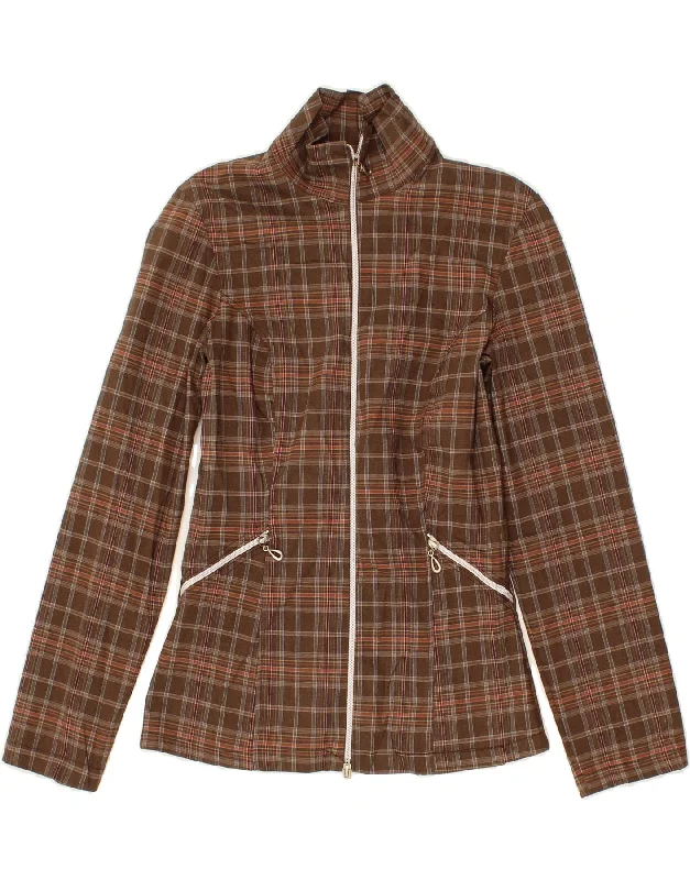 Women's Elegant Clothing Sets VINTAGE Womens Bomber Jacket UK 8 Small Brown Check