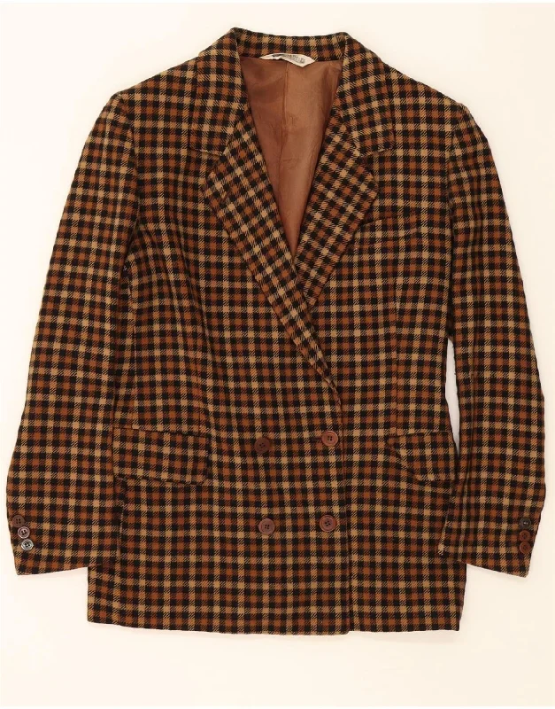 Flash Discount PANCALDI & B Womens Double Breasted Blazer Jacket UK 14 Medium Brown Check