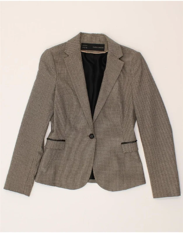 End of Season Sale ZARA Womens 1 Button Blazer Jacket UK 10 Small Grey Check