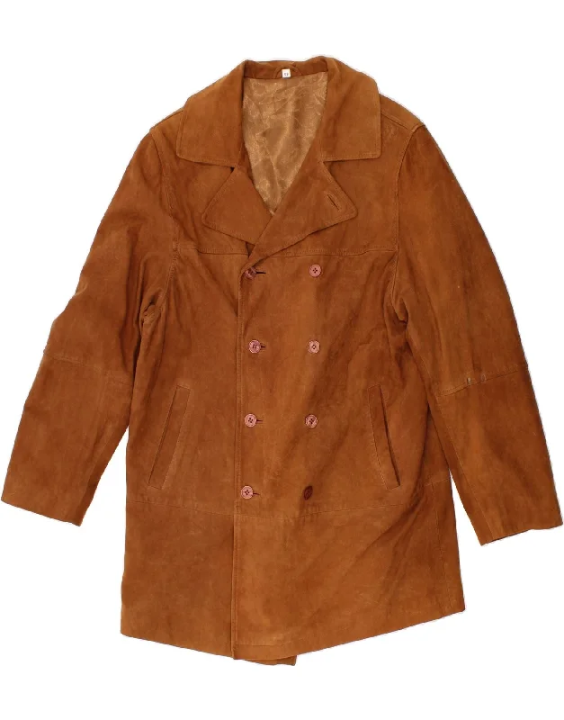 Women's Clothing For Casual Outings VINTAGE Womens Suede Double Breasted Coat IT 52 2XL Brown Leather Women's Clothing For Casual Outings VINTAGE Womens Suede Double Breasted Coat IT 52 2XL Brown Leather