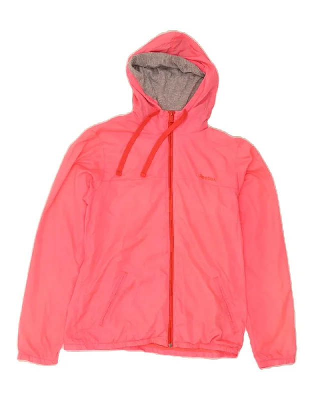 Timeless Women's Outfit REEBOK Womens Hooded Rain Jacket UK 12/14 Medium Pink Nylon