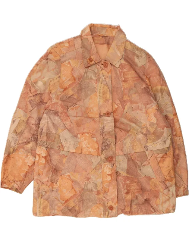 Sporty Streetwear VINTAGE Womens Abstract Pattern Bomber Jacket UK 20 2XL Beige Polyester