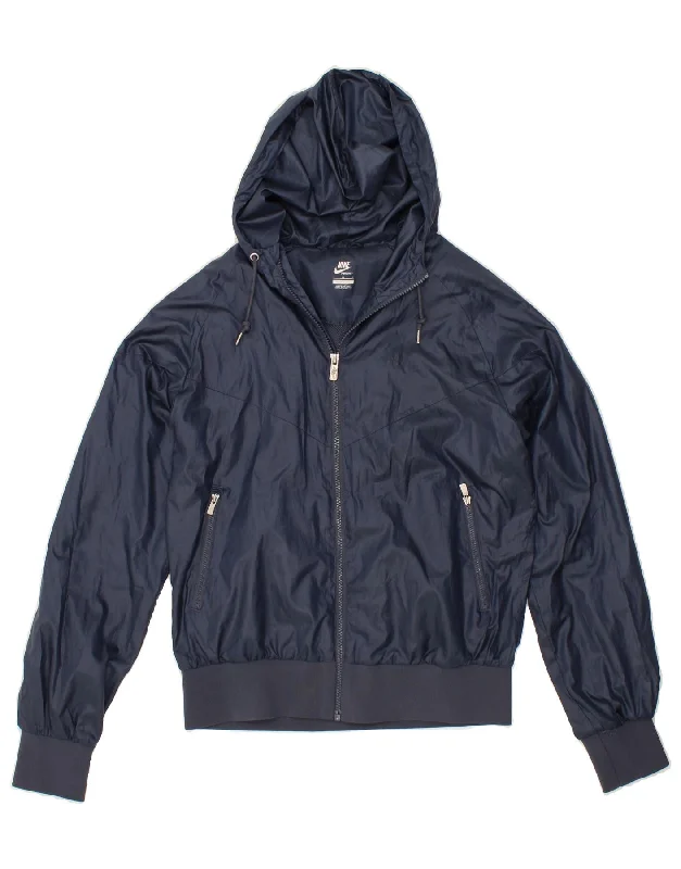 Women's Activewear for Exercise and Sports NIKE Womens Hooded Bomber Jacket UK 16 Large Navy Blue Polyester