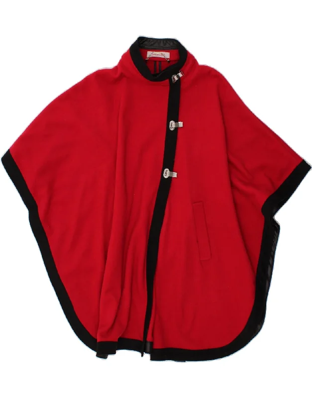 Women's Elegant Formal Outfit JACQUES VERT Womens Poncho Coat One Size Red Wool