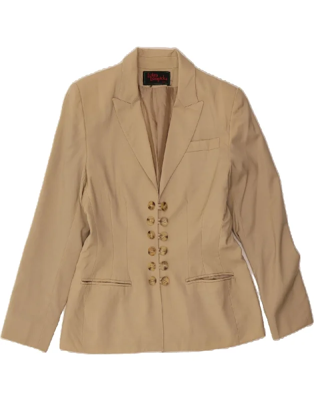 Trendy Athleisure Clothing For Women LOLITA LEMPICKA Womens 6 Button Blazer Jacket UK 12 Medium Beige Polyester Trendy Athleisure Clothing For Women LOLITA LEMPICKA Womens 6 Button Blazer Jacket UK 12 Medium Beige Polyester