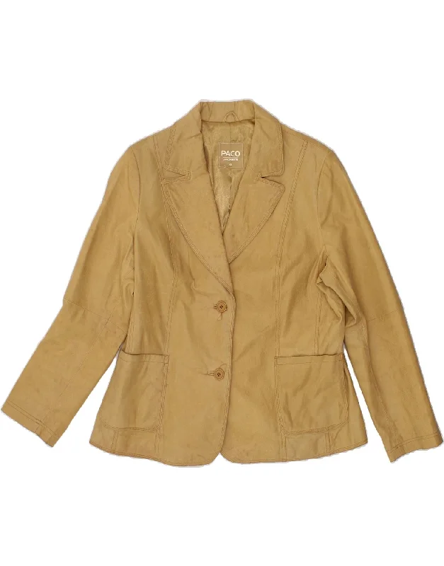 Women's Outerwear Apparel PACO Womens Leather Jacket UK 18 XL Beige Leather