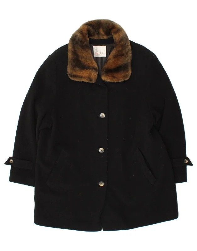 Chic Women's Clothing VINTAGE Womens Overcoat UK 18 XL  Black Wool