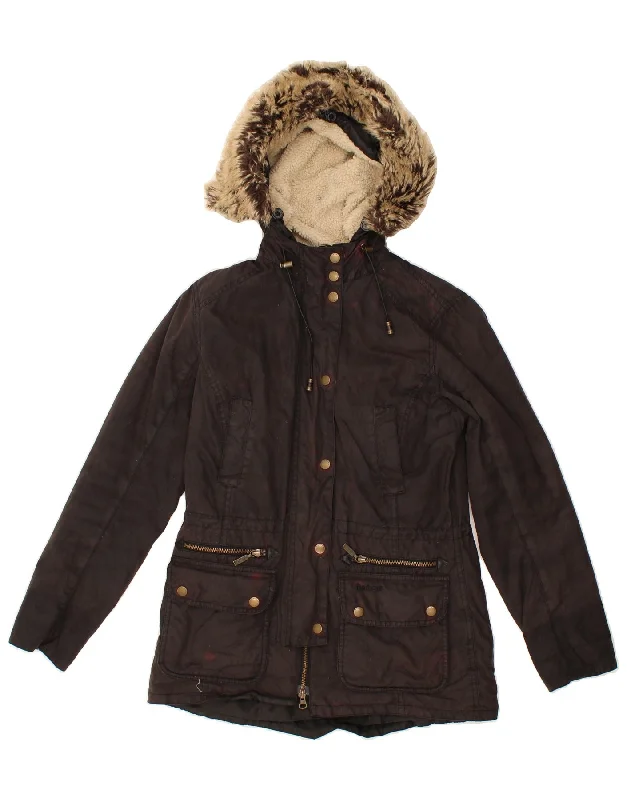 Effortless Chic for Women BARBOUR Womens Hooded Parka Jacket UK 8 Small Brown