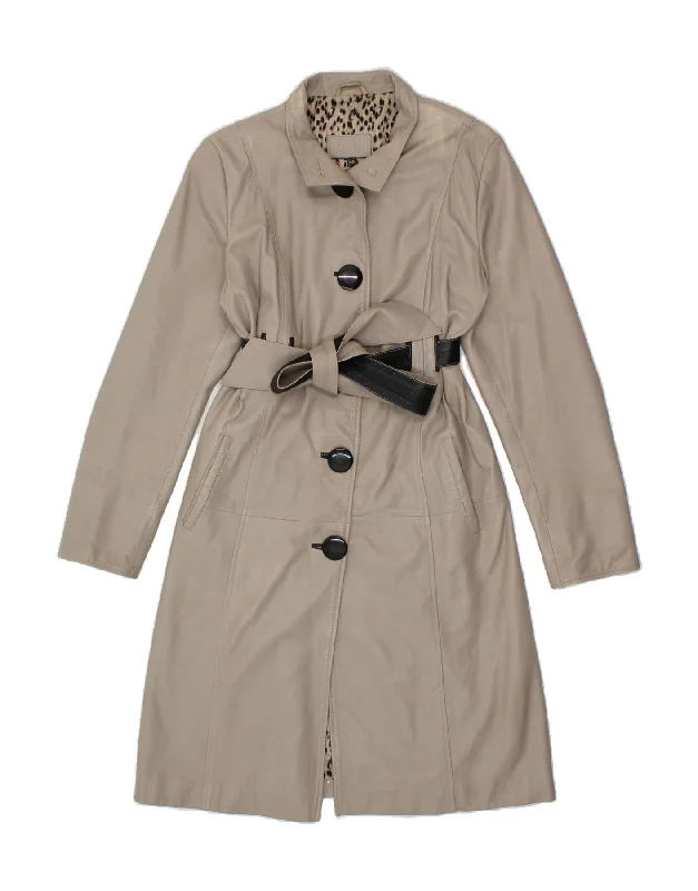 Chic Women's Attire VINTAGE Womens Leather Coat IT 46 Large Grey Leather