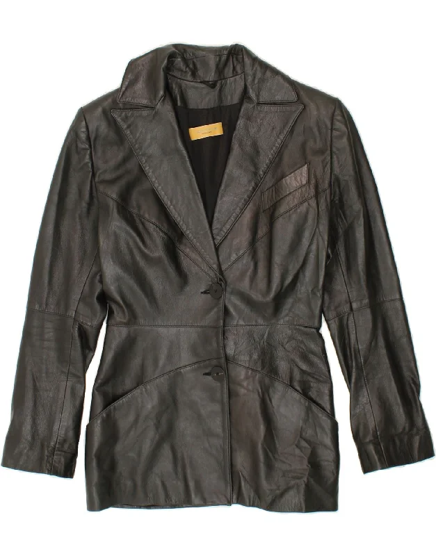 Women's Seasonal Wardrobe Clothing VINTAGE Womens Leather Jacket EU 38 Medium Black Leather