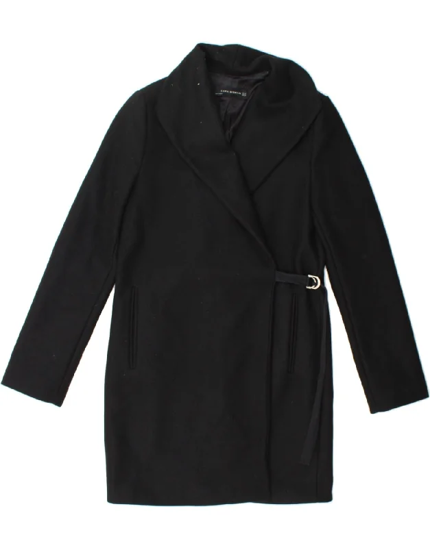 Women's Comfortable Lounge Outfit ZARA Womens Overcoat UK 6 XS Black Wool