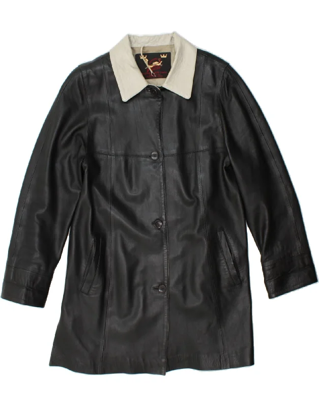 Fashionable Tops for Women VENEZIA Womens Leather Coat UK 12 Medium Black Leather