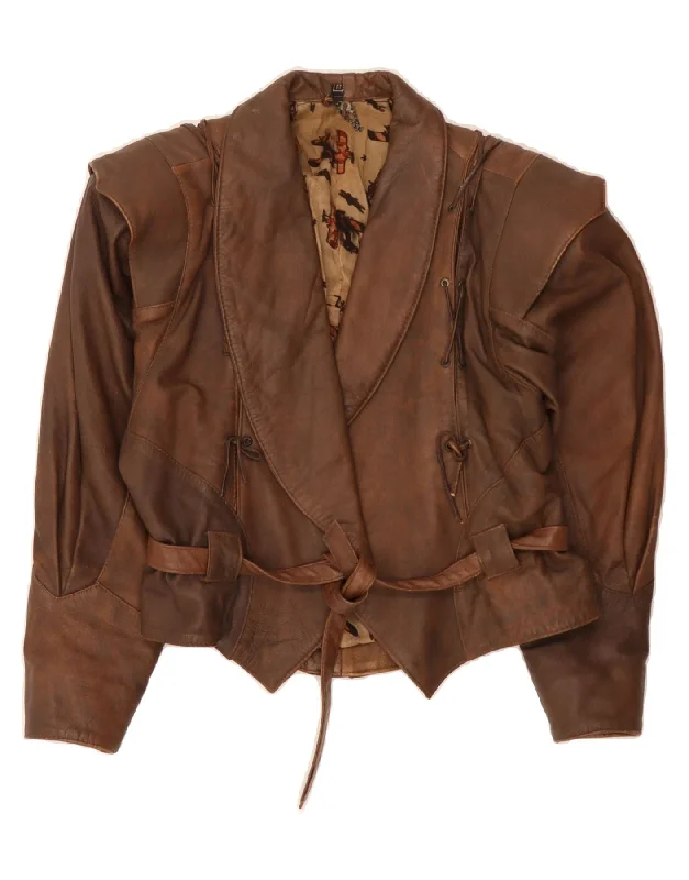Women's Outfit VINTAGE Womens Leather Jacket UK 14 Medium Brown Leather