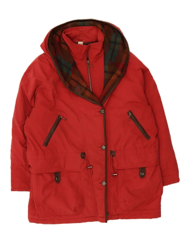Women's Seasonal Wardrobe Clothing VINTAGE Womens Hooded Windbreaker Coat UK 22 3XL Red Polyester Women's Seasonal Wardrobe Clothing VINTAGE Womens Hooded Windbreaker Coat UK 22 3XL Red Polyester