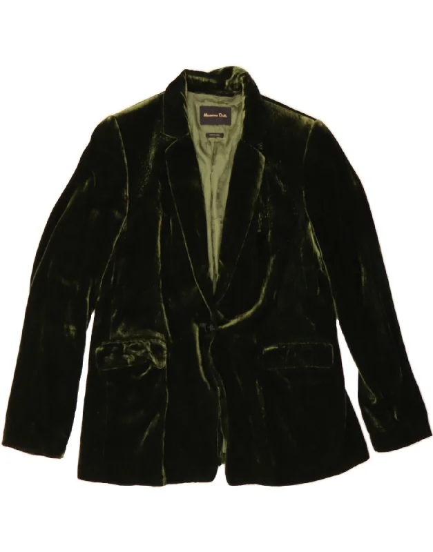 Affordable Women's Outfit MASSIMO DUTTI Womens Velvet 1 Button Blazer Jacket EU 44 XL Green Viscose