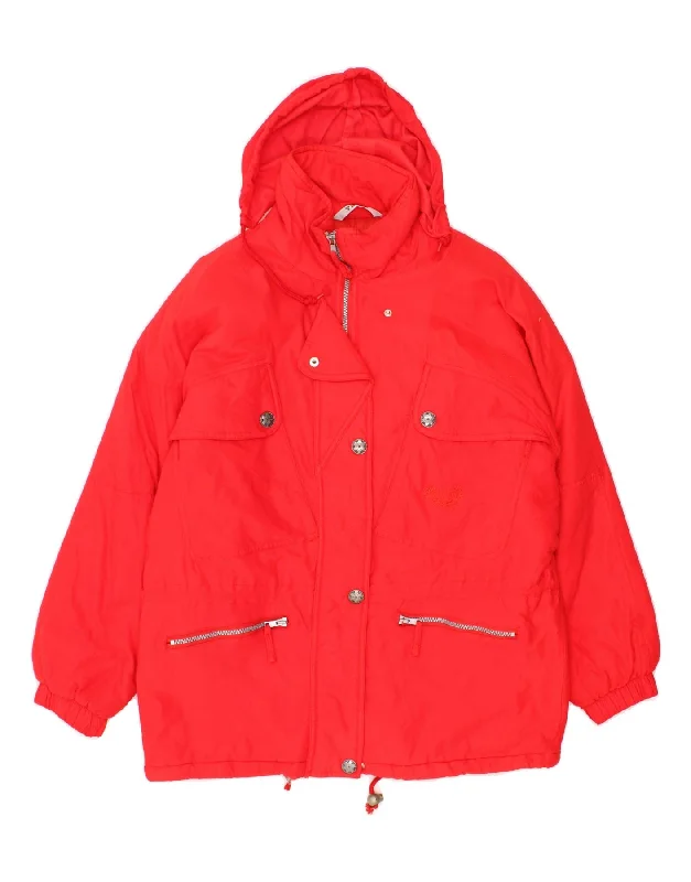 Clothes For Women BRUGI Womens Hooded Windbreaker Jacket UK 20 2XL Red Polyamide
