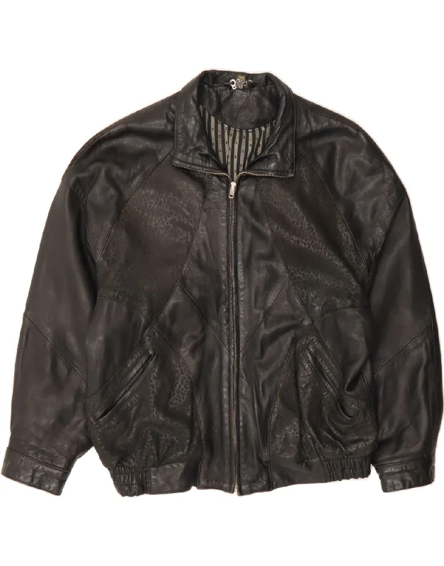 Women's Classic Outfit VINTAGE Womens Loose Fit Jacket UK 14 Large Black Animal Print Leather Women's Classic Outfit VINTAGE Womens Loose Fit Jacket UK 14 Large Black Animal Print Leather