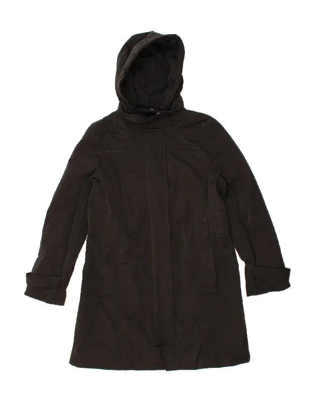 Chic Wardrobe MASSIMO DUTTI Womens Hooded Windbreaker Coat UK 18 XL Black Polyester
