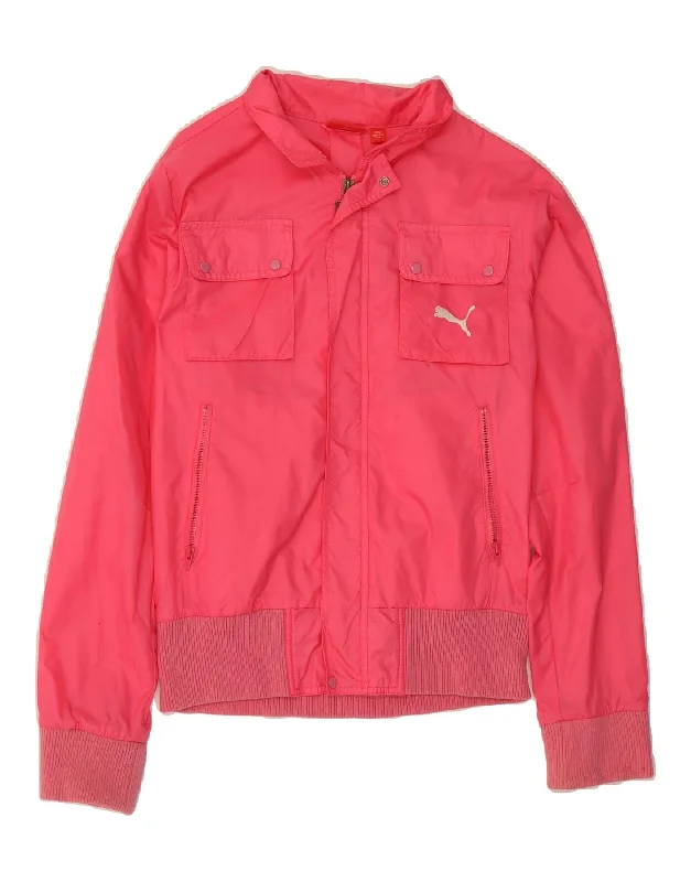 High End Fashion PUMA Womens Bomber Jacket UK 12 Medium  Pink Nylon