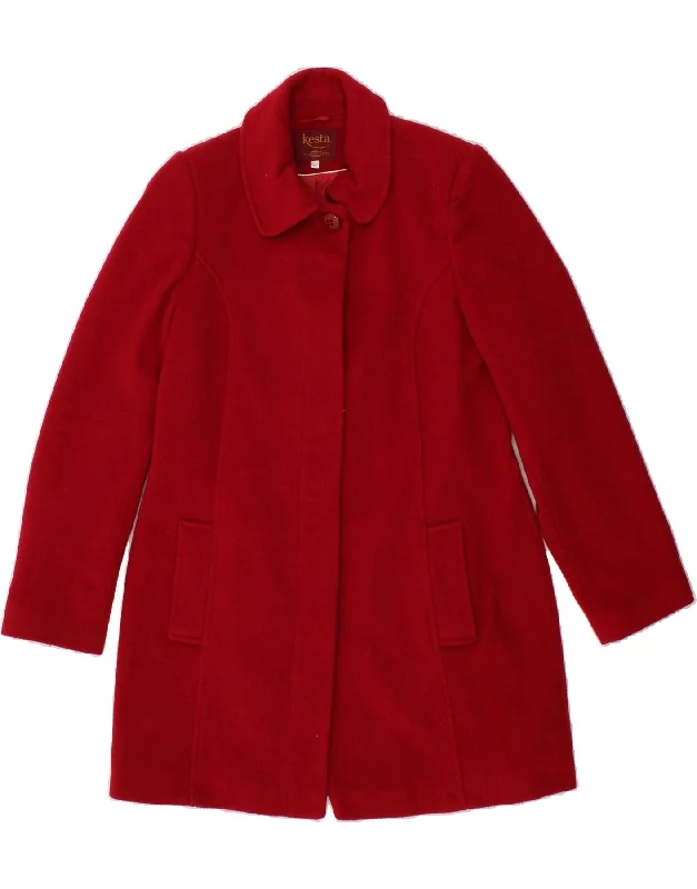 Online Boutiques DAVID BARRY Womens Overcoat UK 12 Medium Red Wool