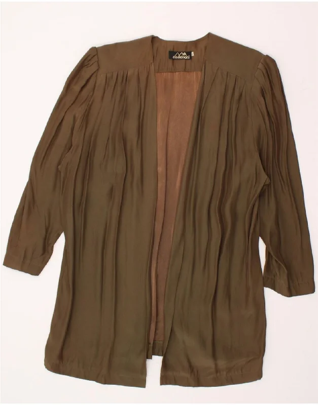 Bold and Elegant Women's Fashion VINTAGE Womens Longline Blazer Jacket US 6 Medium Brown Viscose
