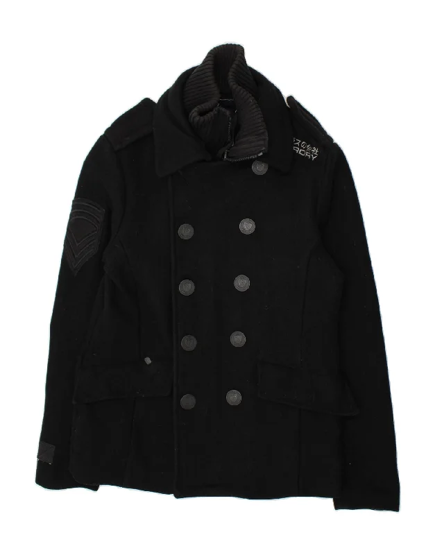 Timeless Women's Apparel SUPERDRY Womens Pea Coat UK 18 XL Black Wool